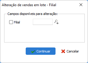 Alterar filial das vendas