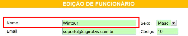 Tela destacando o campo nome emissor na versão 2 do sistema Reserve