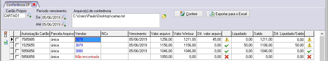 Resultado da conferência