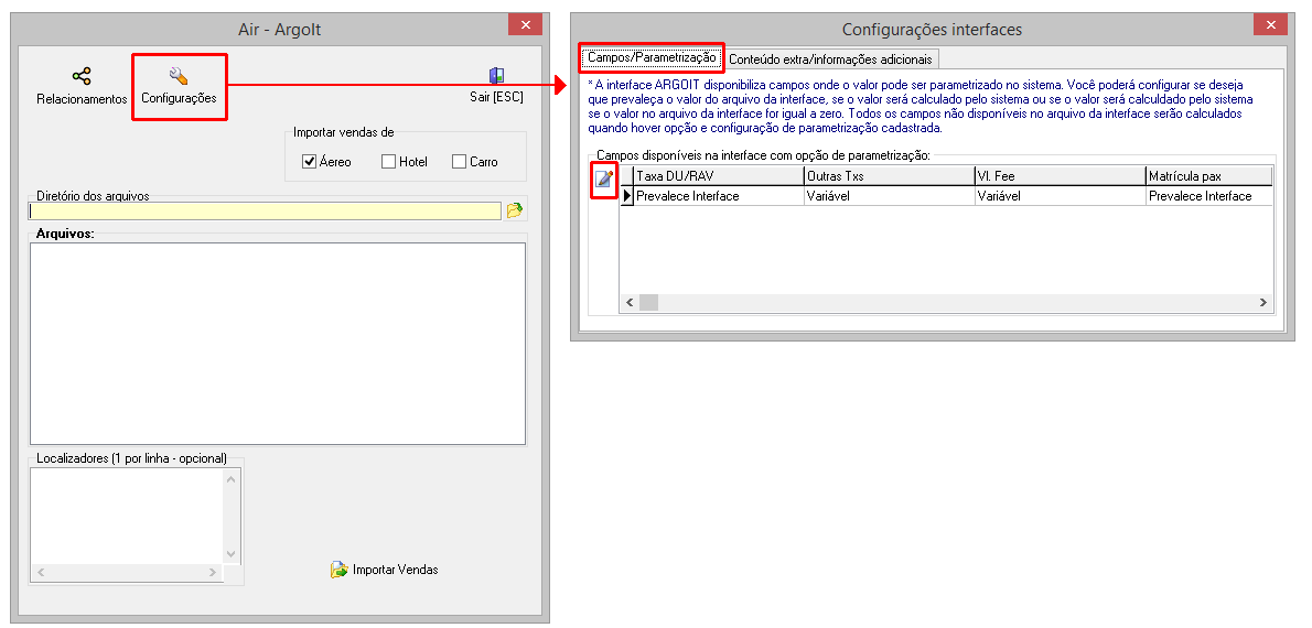 Acesso as Configurações da interface ArgoIT