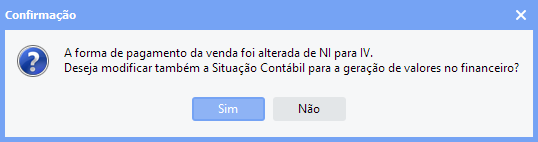 Mensagem de confirmação para alteração do tipo de emissão para substituição