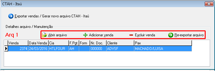 Manutenção de arquivos CTAH-TX