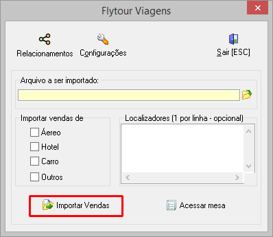 Módulo para importação de vendas da Flytour Viagens