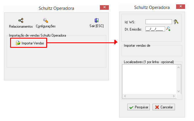 Módulo de importação de vendas da Schultz