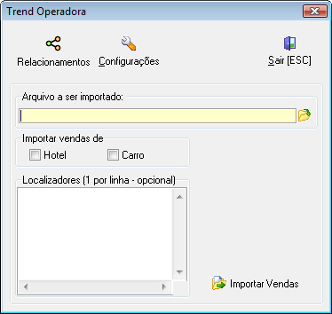 Módulo de importação de vendas da Trend