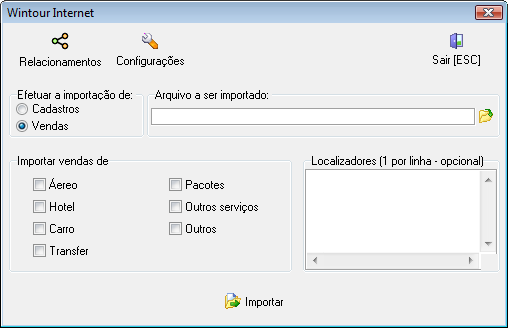 Módulo importação de vendas do Wintour