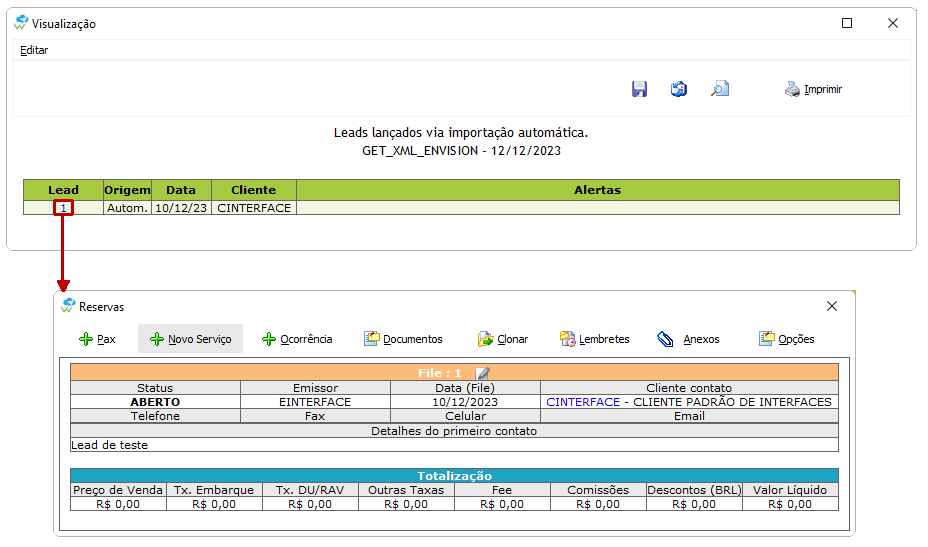 Leads alteração de vendas