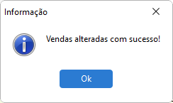 Mensagem de sucesso de alteração de vendas