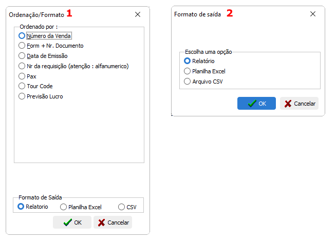 Telas exibida para o Relatório R04A (1) e para os demais relatórios cliente analítico (2)