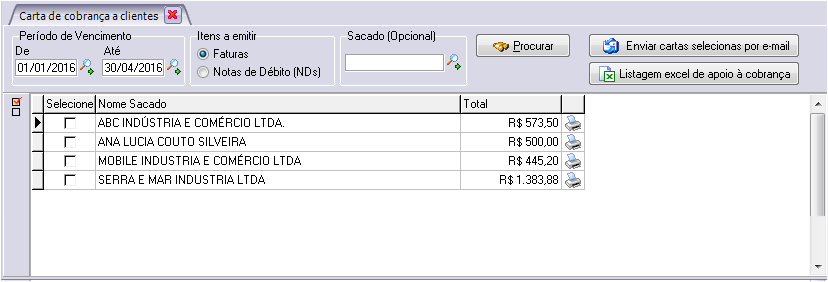 Pesquisar pendências dos clientes