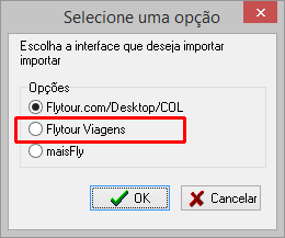 Seleção da interface Flytour Viagens