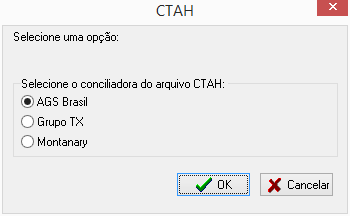 Selecionar configuração CTAH