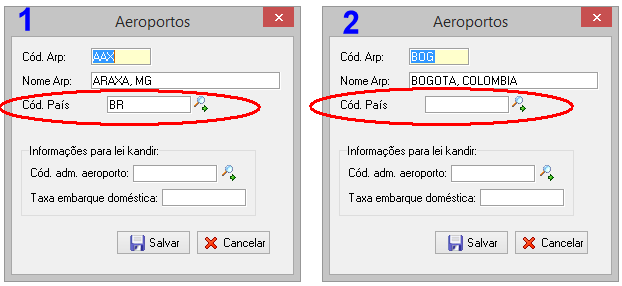 Identificação do país do aéroporto para integração correta do tipo da emssão.